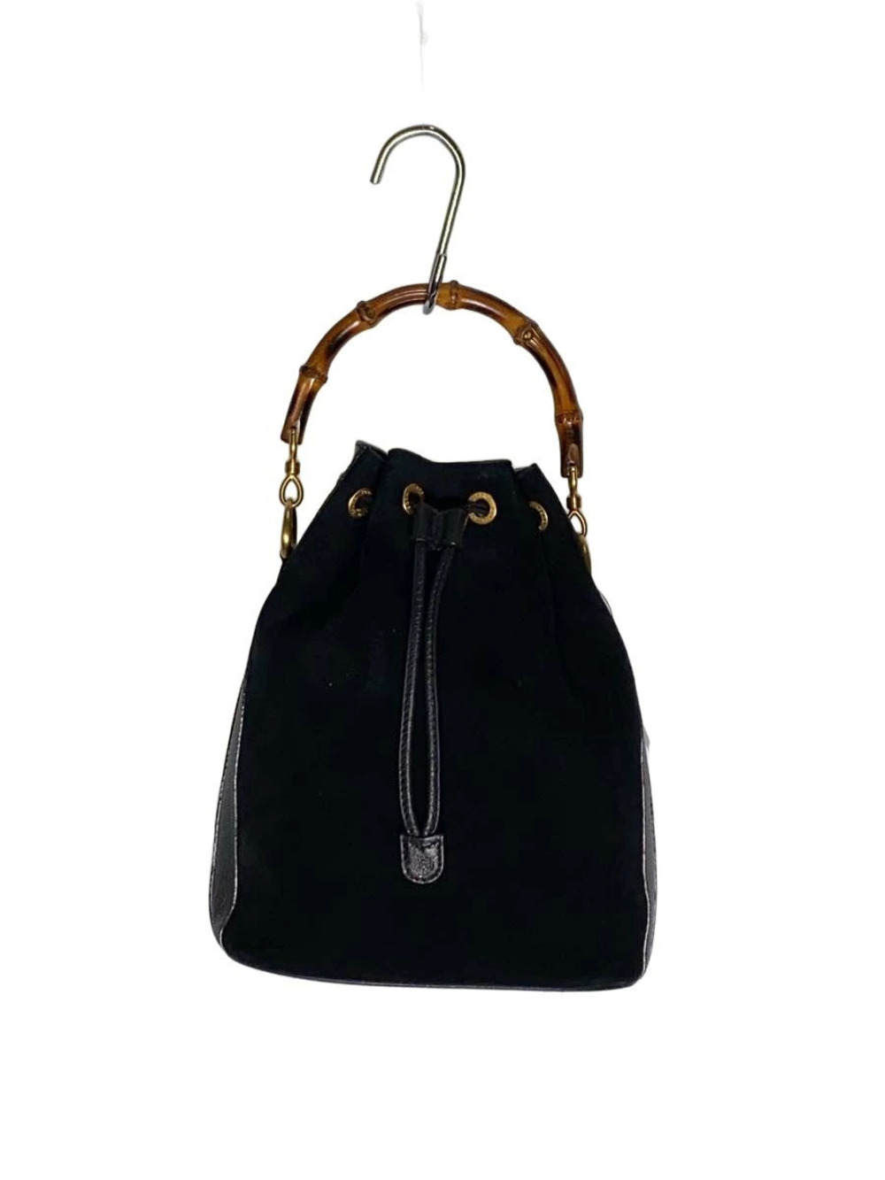 Gucci Bamboo Handle Bag Suede Black